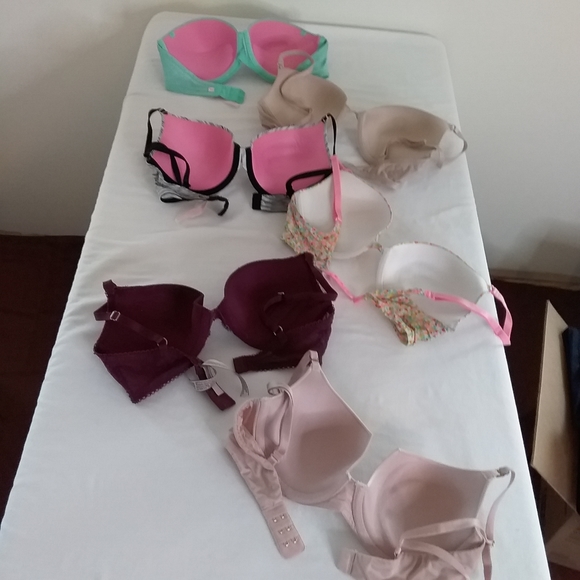 Victoria's Secret Lot of 6 Push Up Uplift Underwire Bras 32D PINK Dream Angels - Picture 3 of 11
